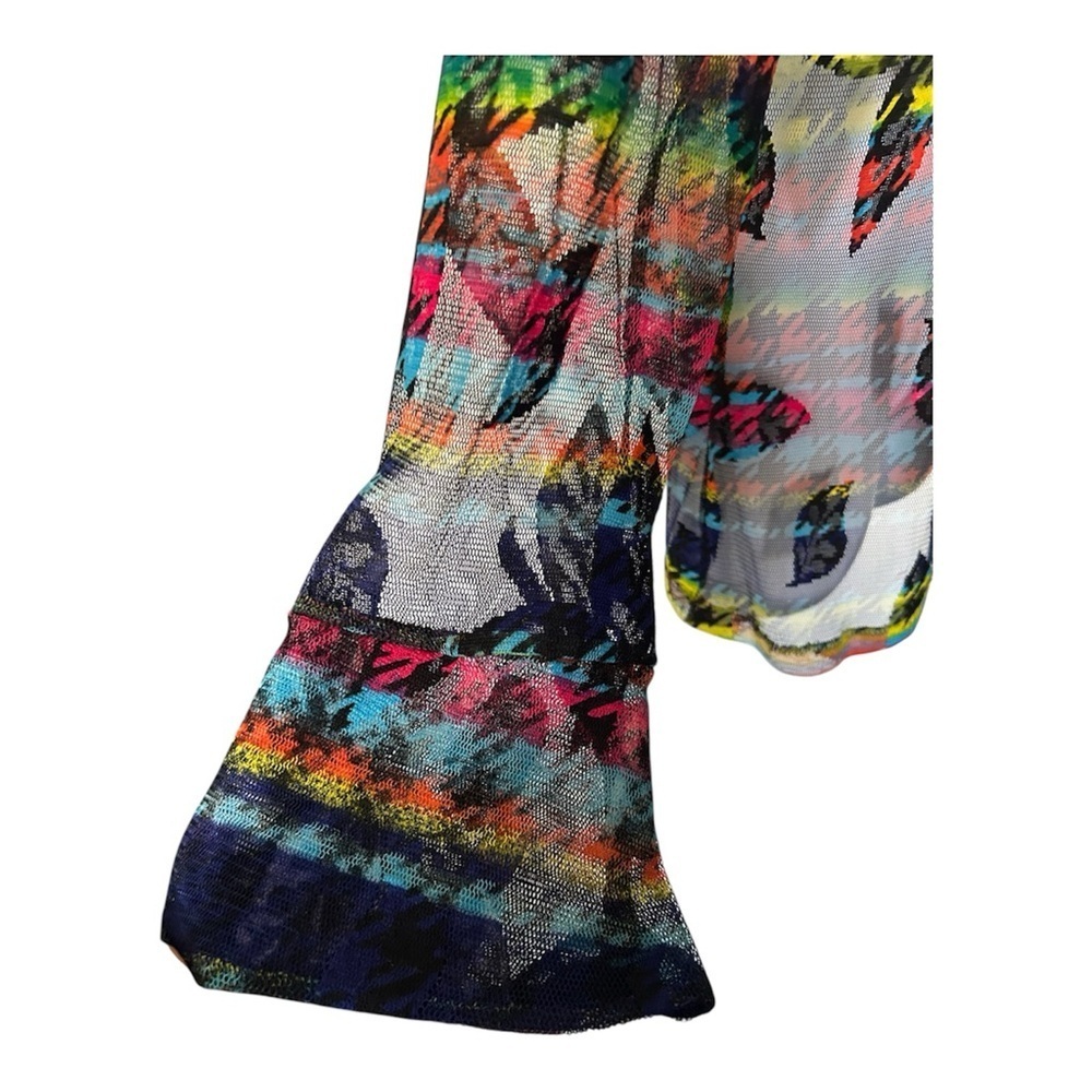 Damee Inc Swing Jacket Sheer Multi Colorful Wire Collar Excellent Size L - Picture 3 of 5